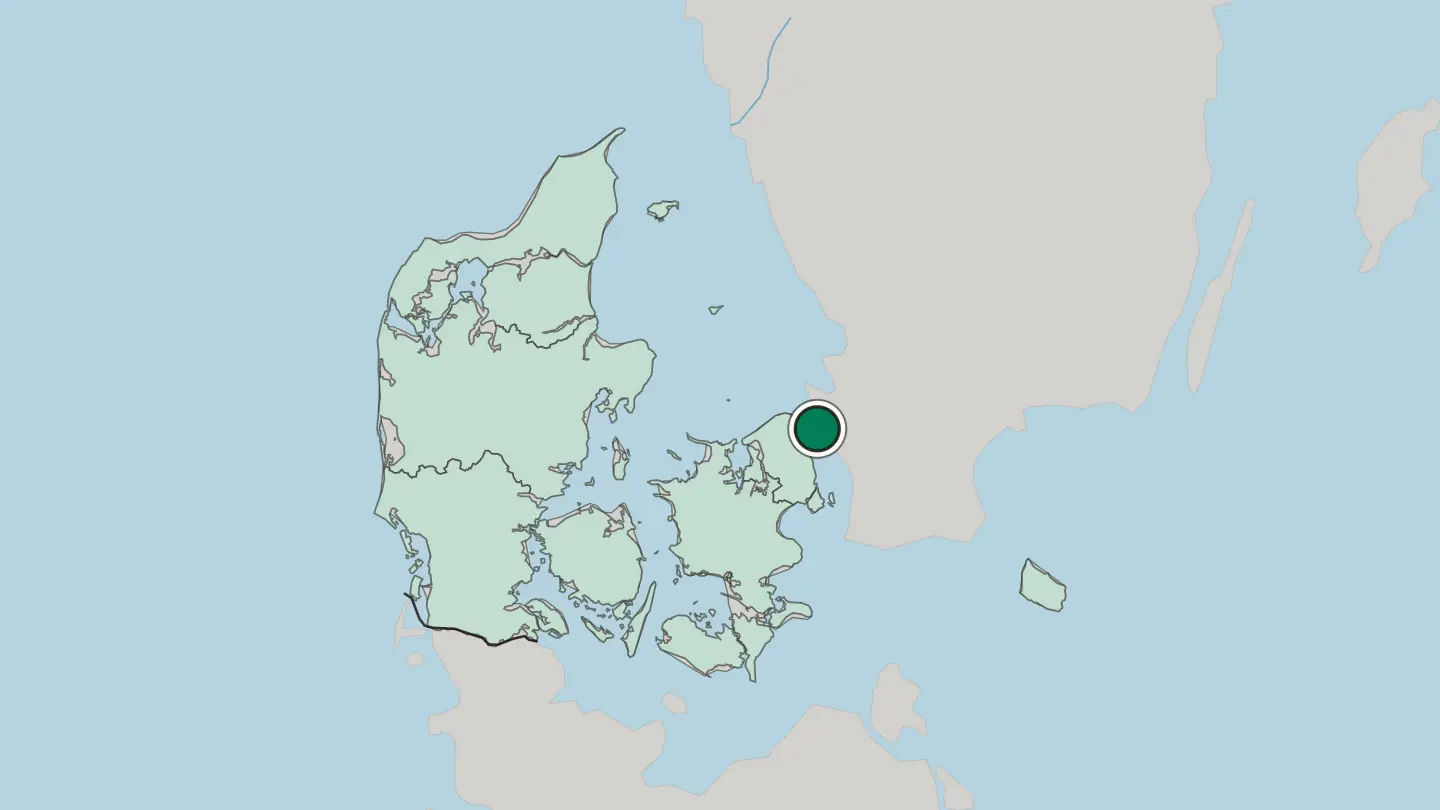 Map of Helsingør in Denmark