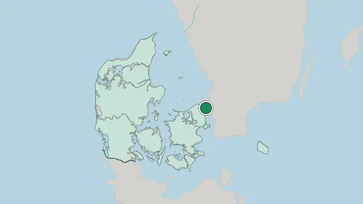Map of Helsingør in Denmark