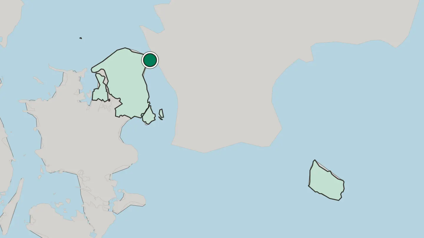 Map of Helsingør in Denmark