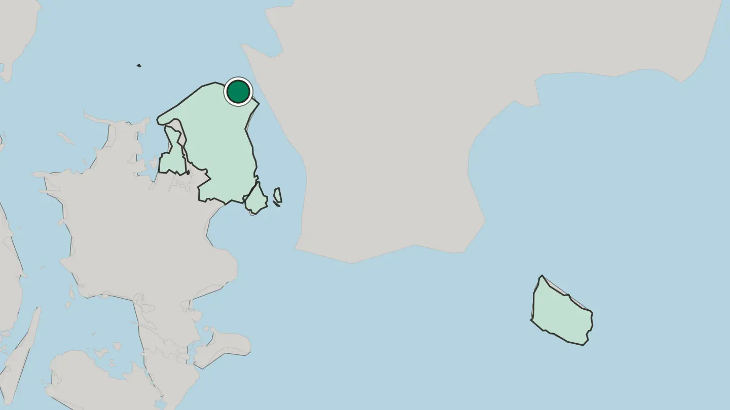 Map of Hornbæk in Denmark