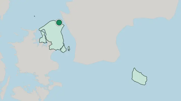 Map of Hornbæk in Denmark