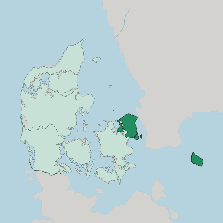 Map showing Capital Region of Denmark — In Denmark