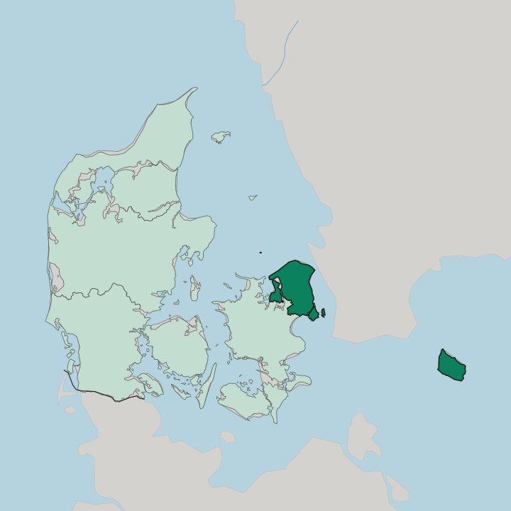 Map showing Region Hovedstaden — In Denmark