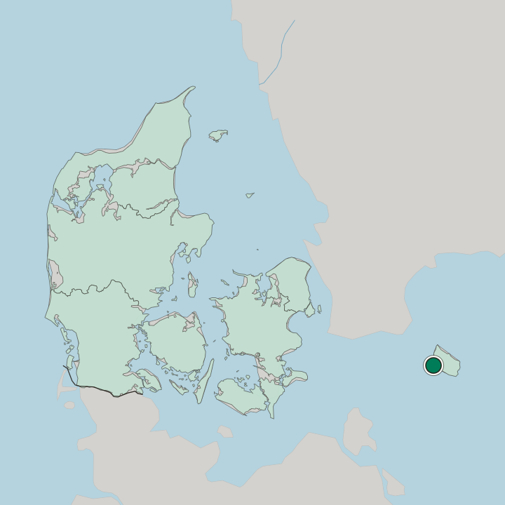 Map showing Rønne — In Denmark