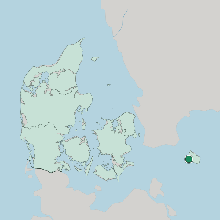 Map showing Rønne — In Denmark