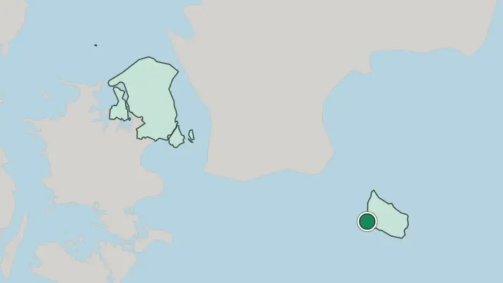 Map of Rønne in Denmark