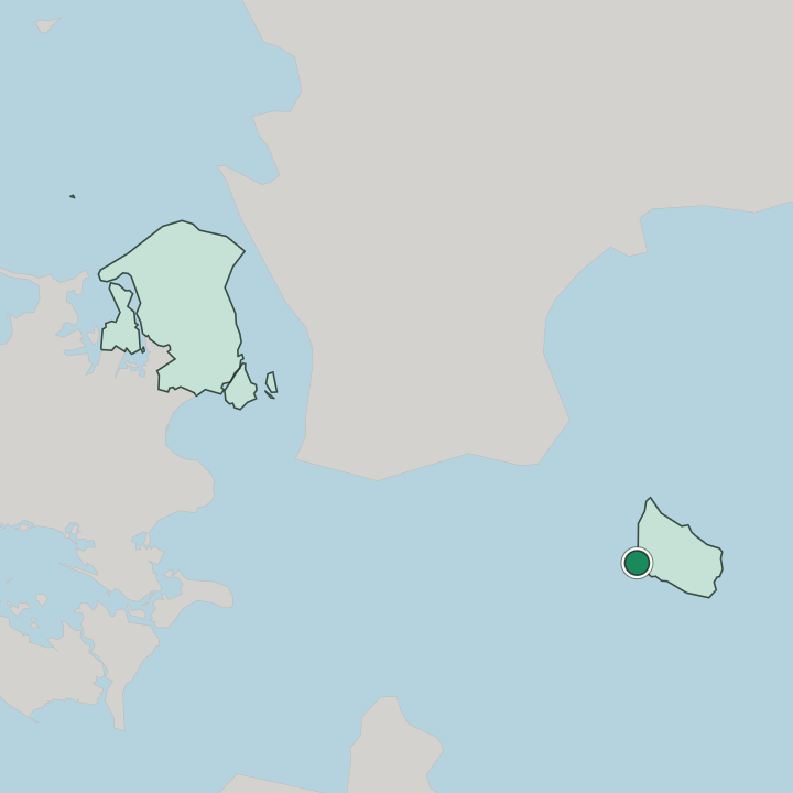 Map showing Rønne — In Capital Region of Denmark
