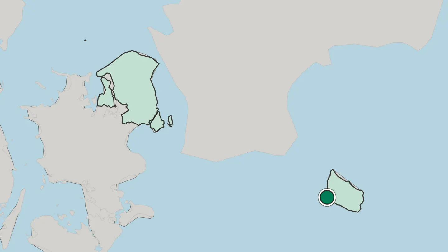 Map of Rønne in Denmark