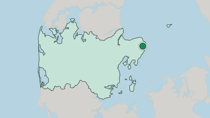 Map of Grenaa in Denmark