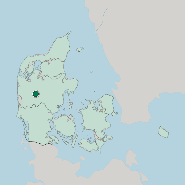 Map showing Herning — In Denmark