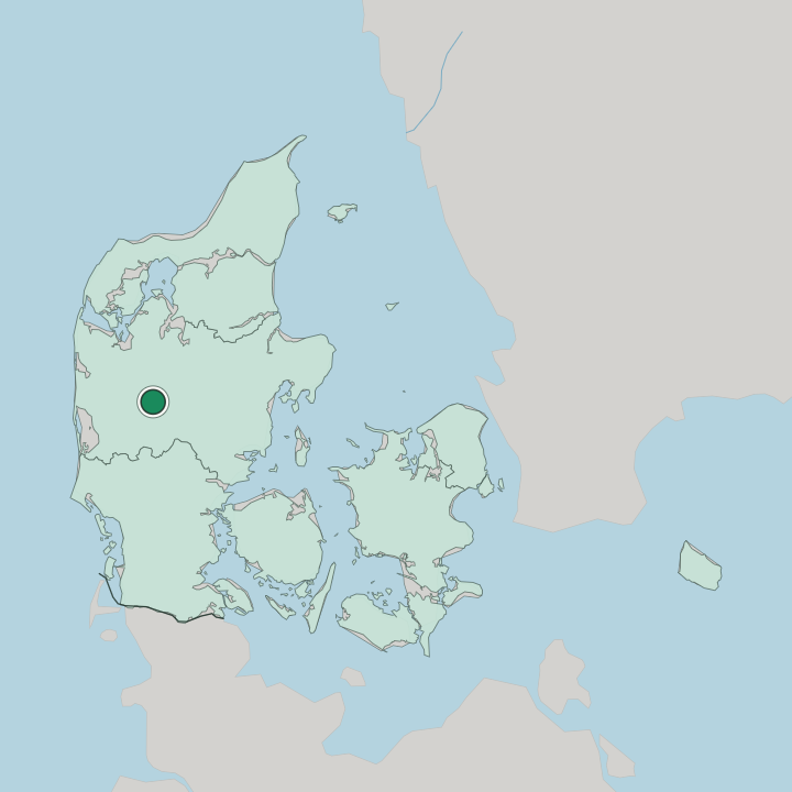 Map showing Herning — In Denmark
