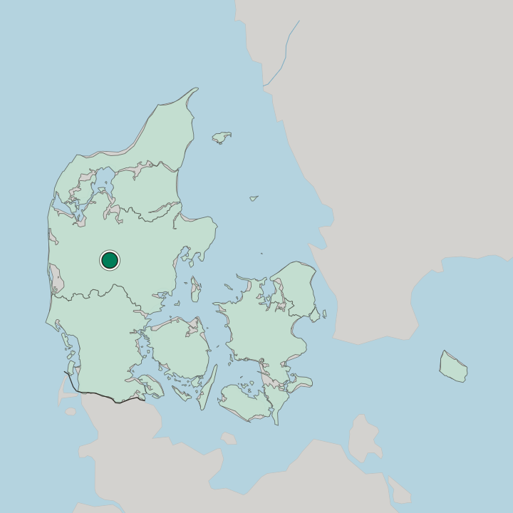 Map showing Ikast — In Denmark