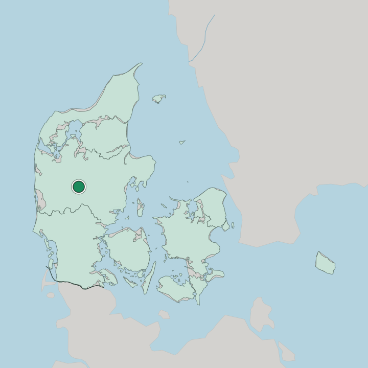 Map showing Ikast — In Denmark