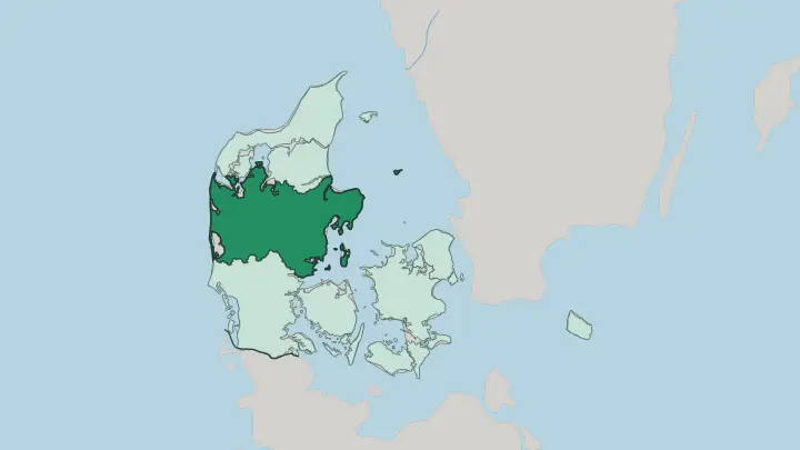 Map of Central Denmark in Denmark