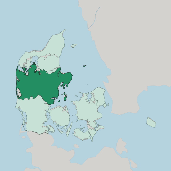 Map showing Central Denmark — In Denmark