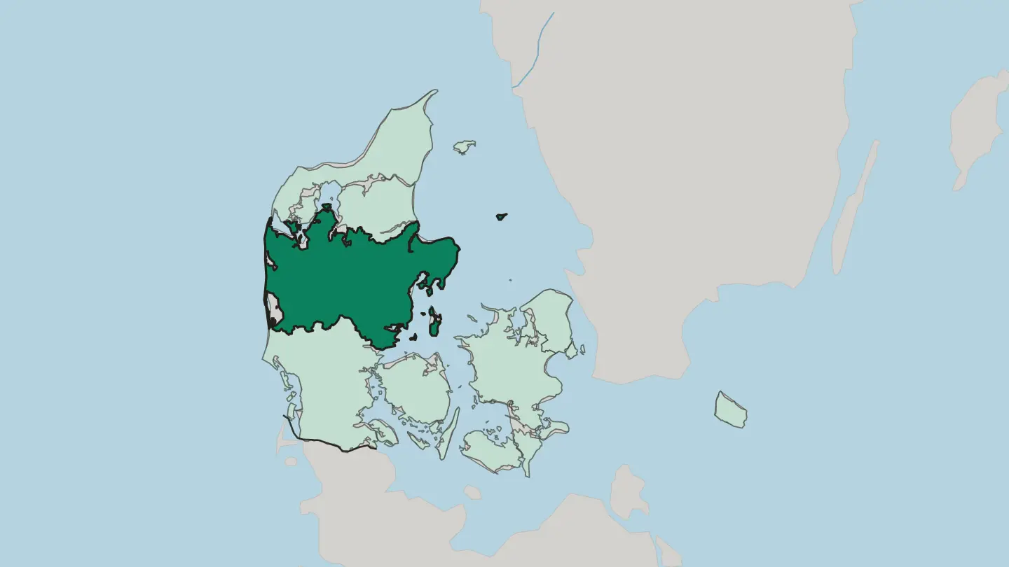 Map of Region Midtjylland in Denmark