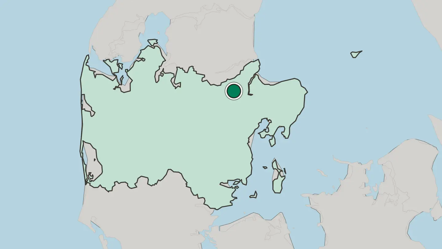 Map of Randers in Denmark