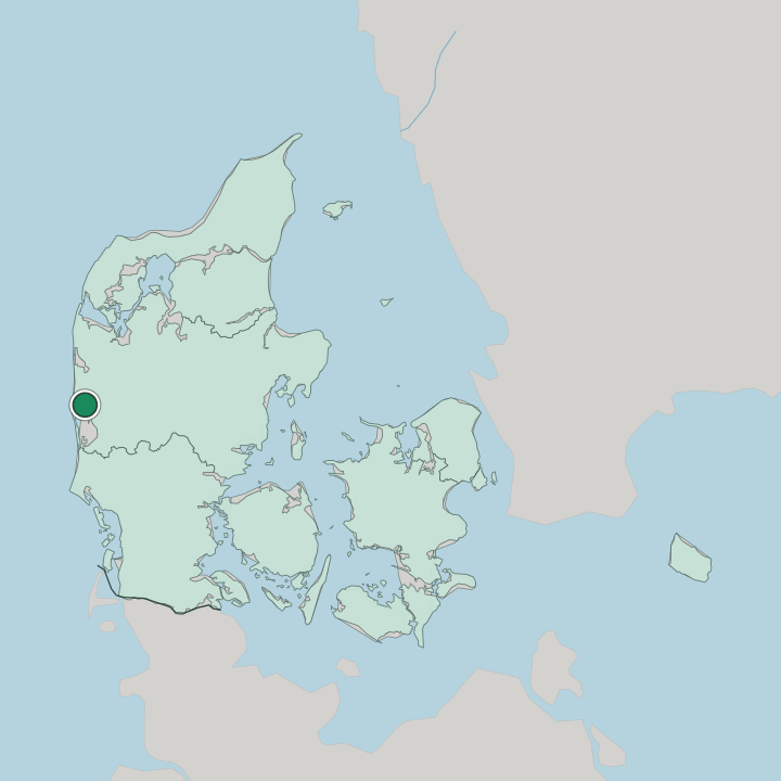 Map showing Ringkøbing — In Denmark