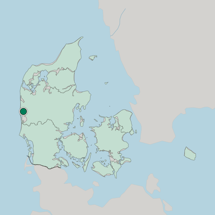 Map showing Ringkøbing — In Denmark