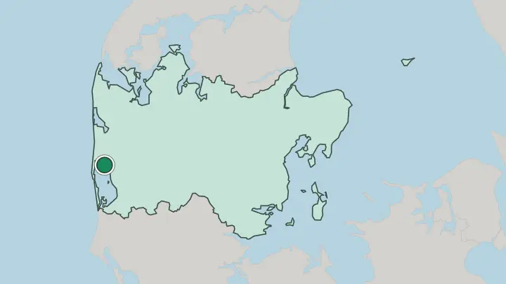 Map of Ringkøbing in Denmark