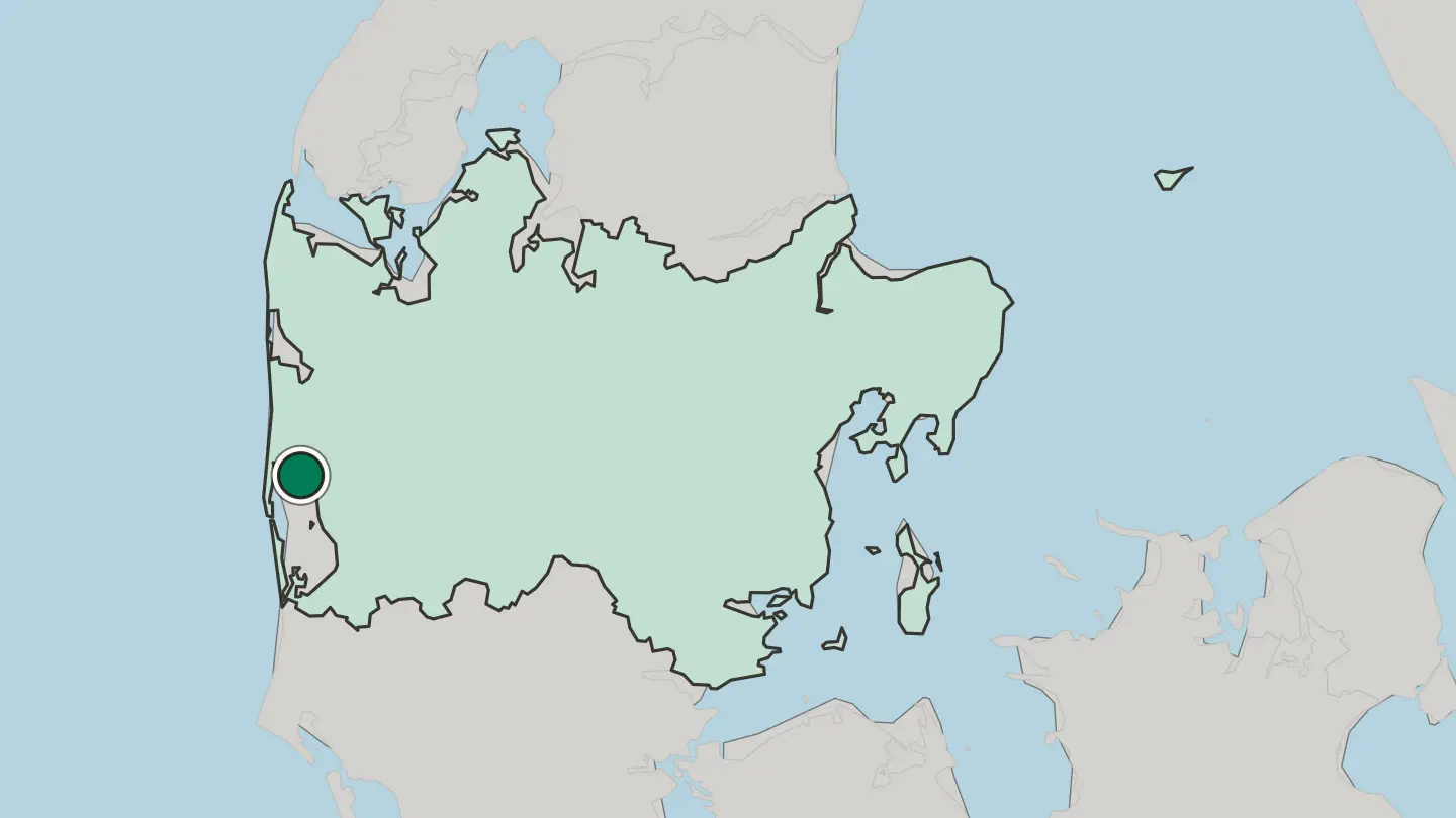 Map of Ringkøbing in Denmark