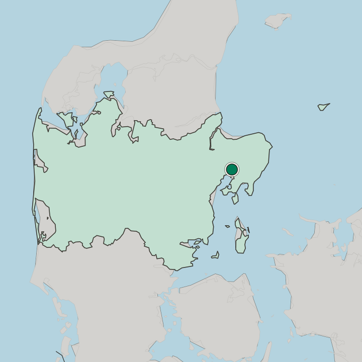 Map showing Rønde — In Region Midtjylland