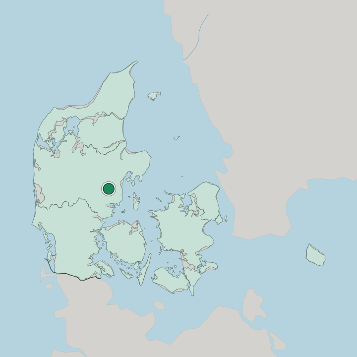 Map showing Skanderborg — In Denmark