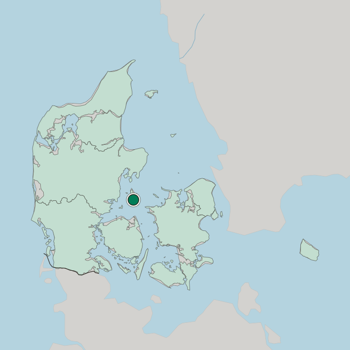 Map showing Tranebjerg — In Denmark