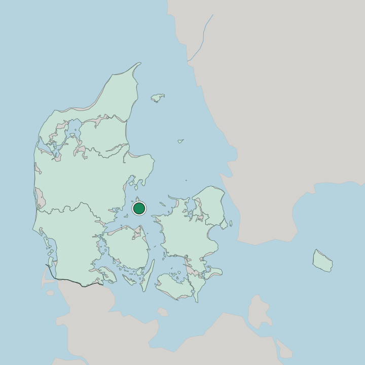 Map showing Tranebjerg — In Denmark