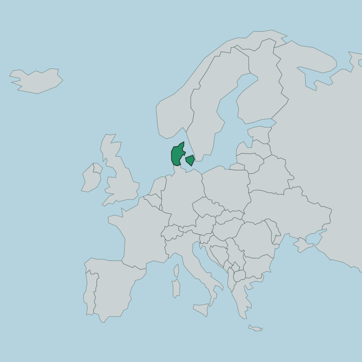Map showing Denmark — In Europe