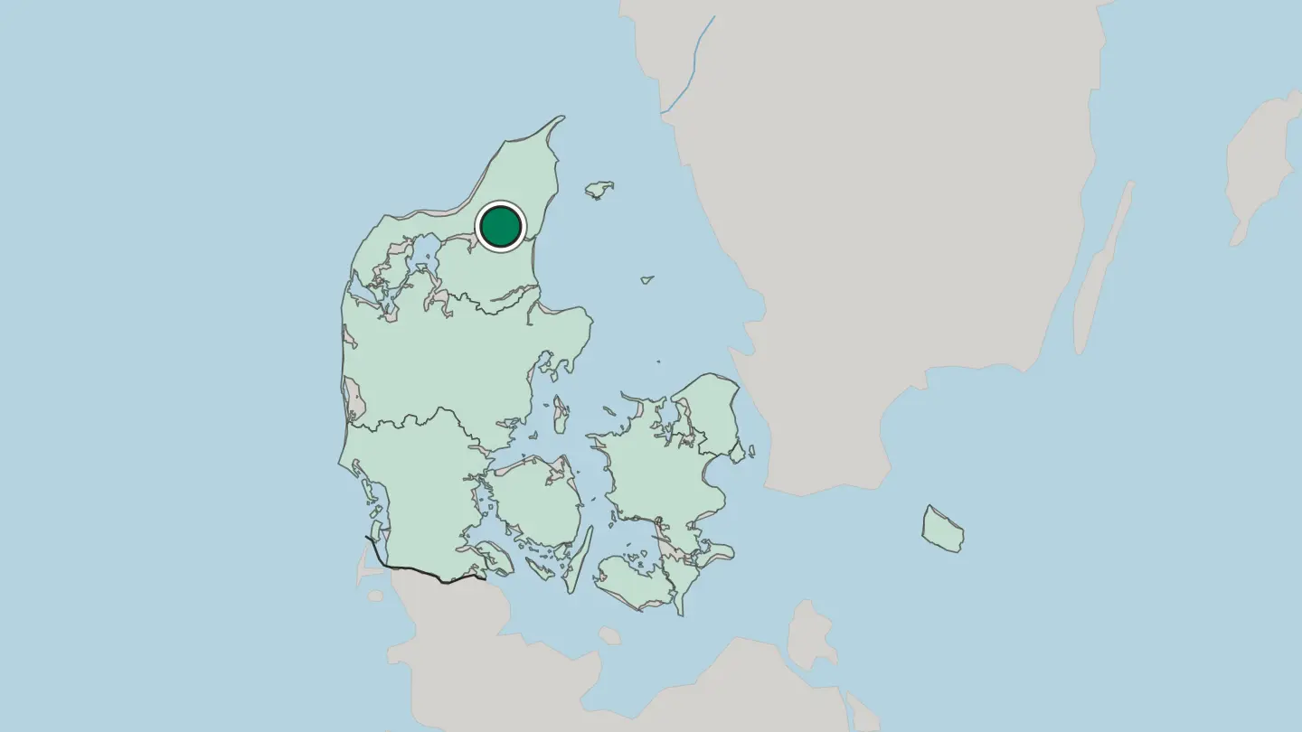 Map of Aalborg in Denmark