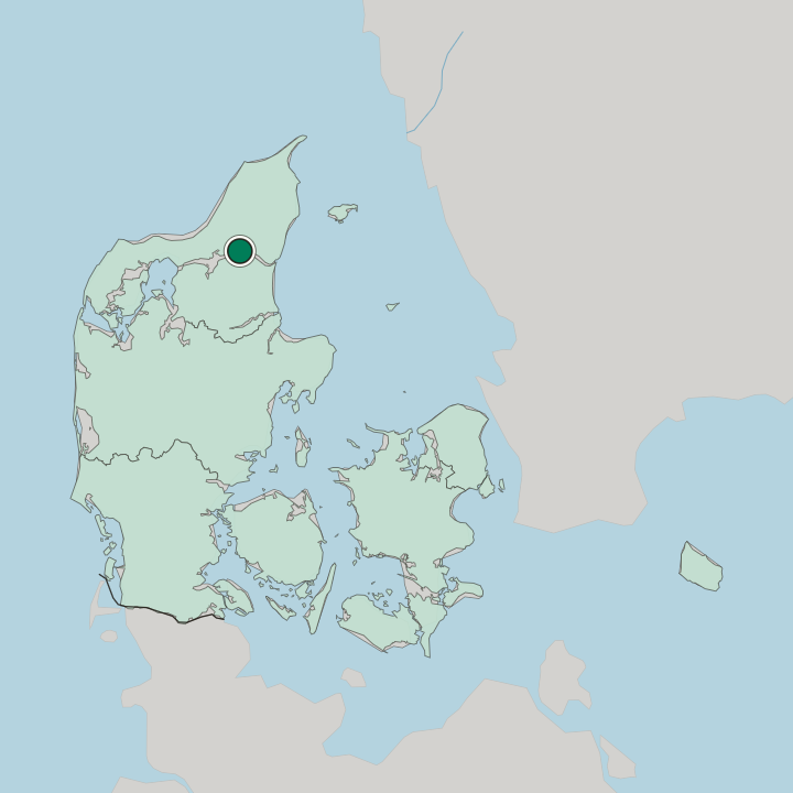 Map showing Aalborg — In Denmark