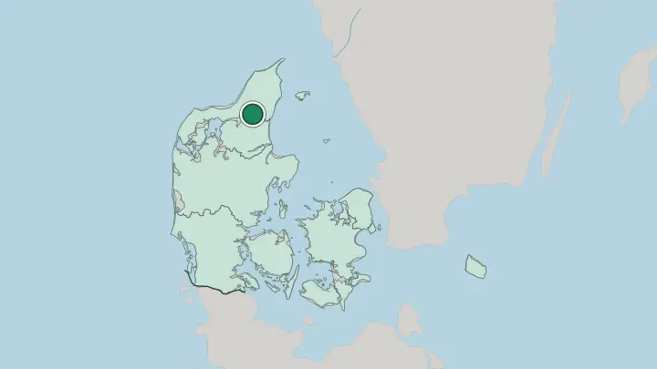 Map of Aalborg in Denmark