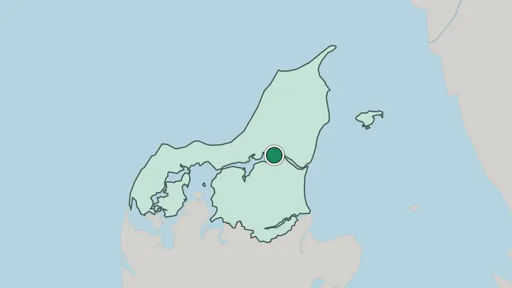 Map of Aalborg in Denmark