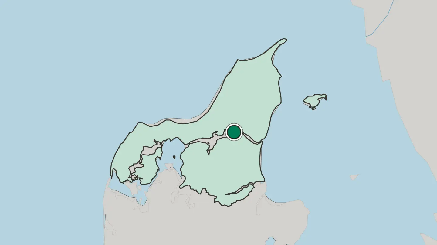 Map of Aalborg in Denmark