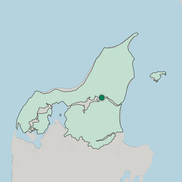 Map showing Aalborg — In North Denmark Region