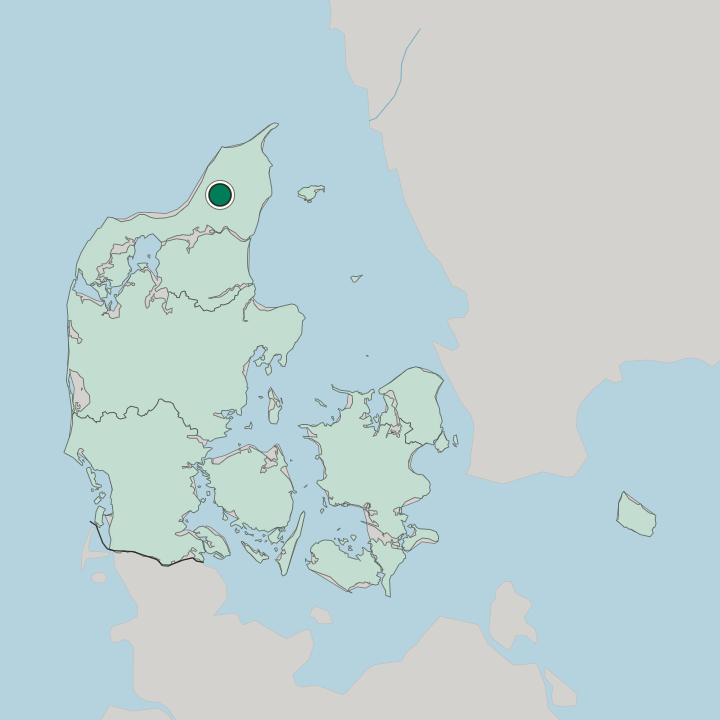Map showing Brønderslev — In Denmark