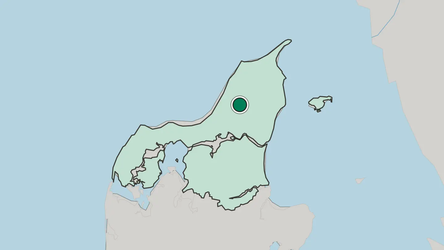 Map of Brønderslev in Denmark