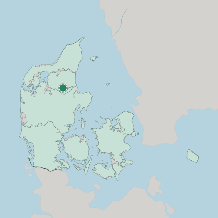 Map showing Hobro — In Denmark