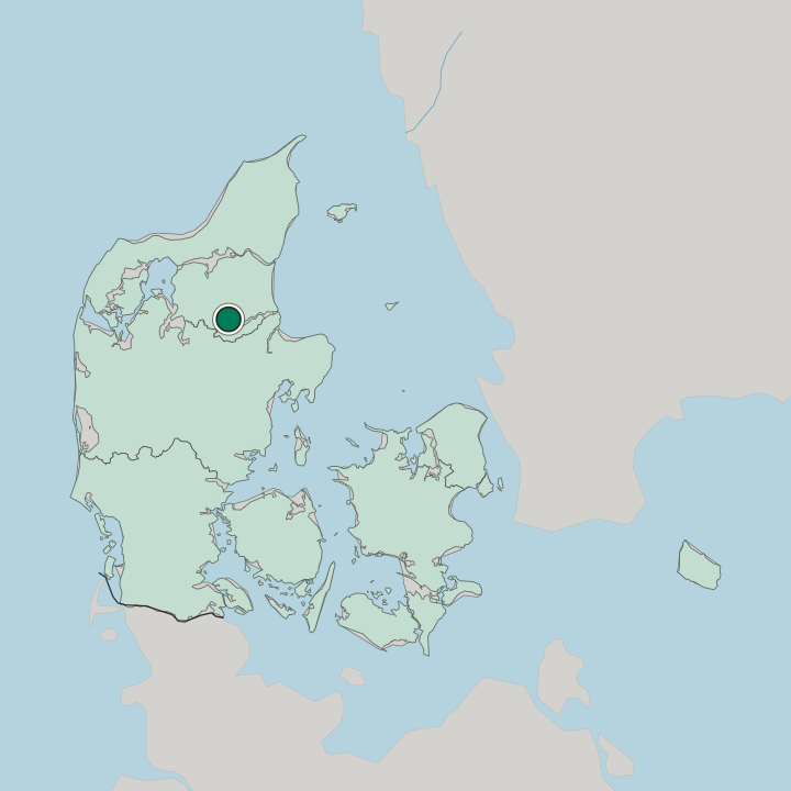 Map showing Hobro — In Denmark