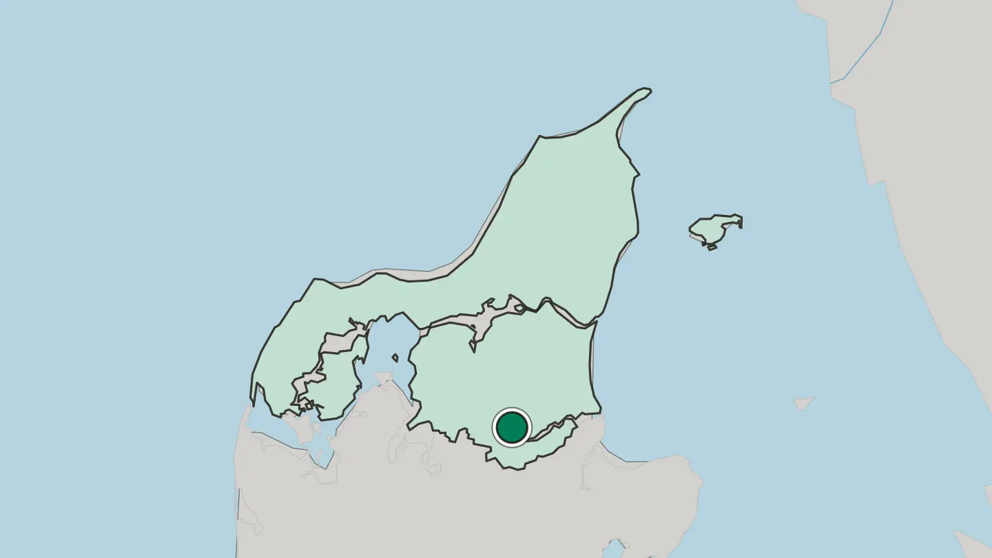 Map of Hobro in Denmark