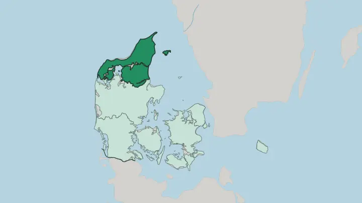 Map of North Denmark Region in Denmark