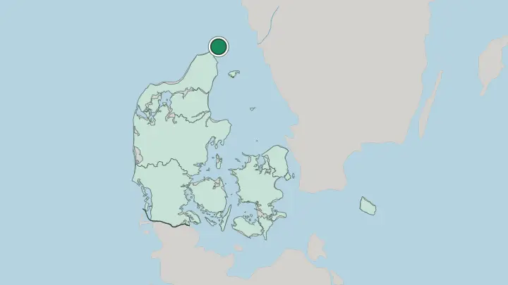 Map of Skagen in Denmark