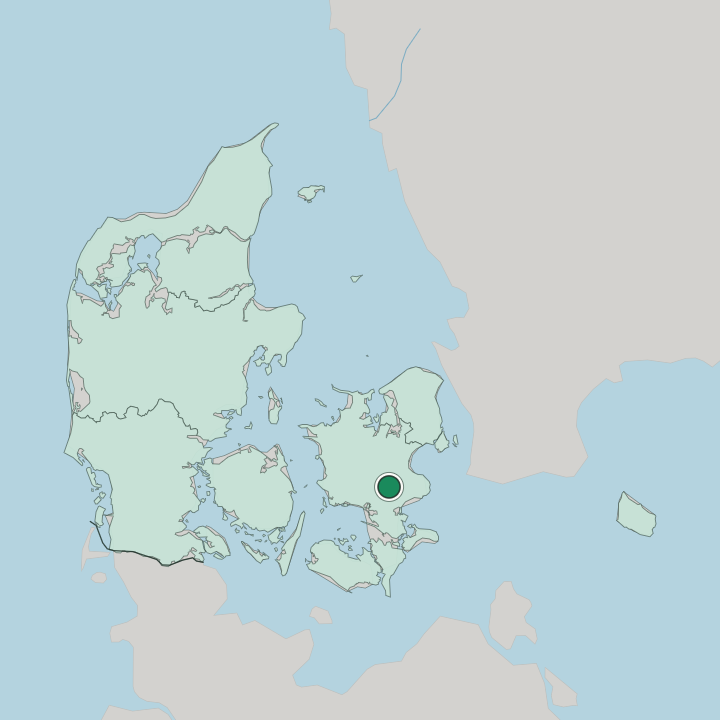 Map showing Haslev — In Denmark