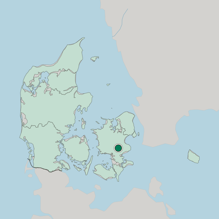 Map showing Haslev — In Denmark