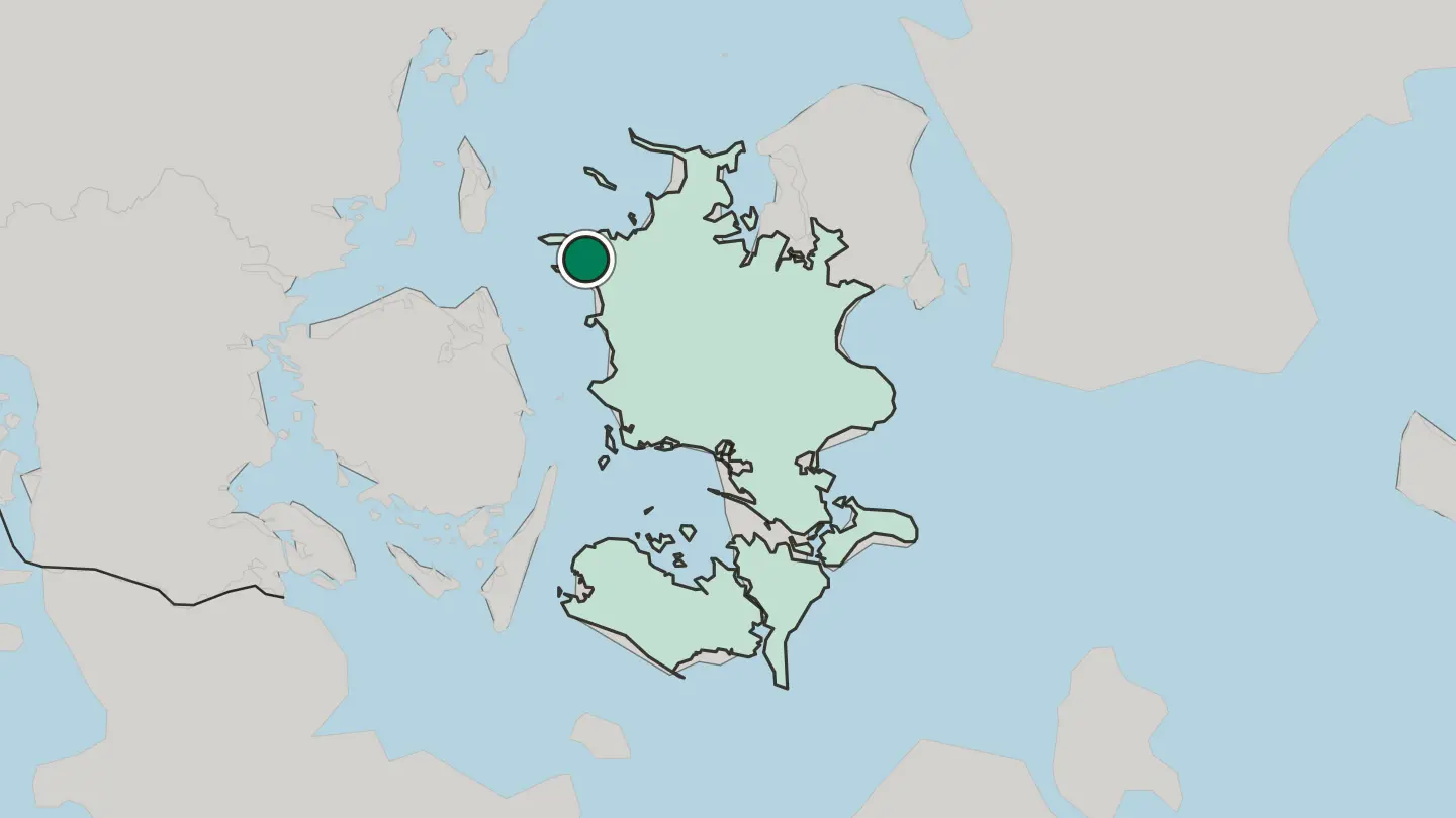 Map of Kalundborg in Denmark