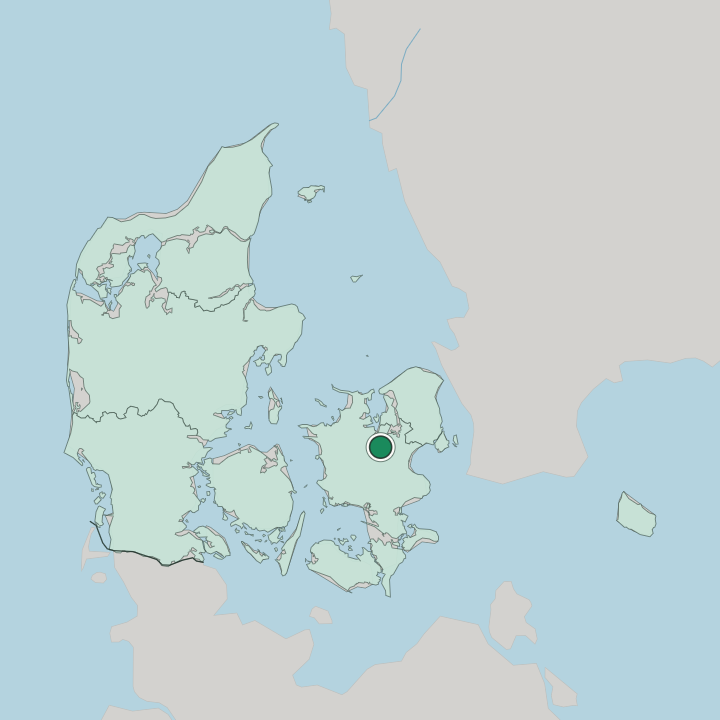 Map showing Kirke Hvalsø — In Denmark