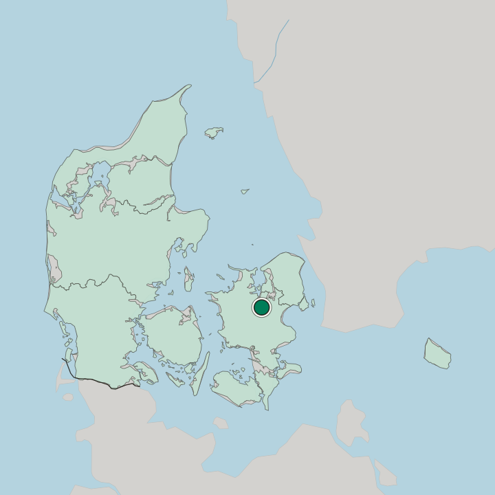 Map showing Kirke Hvalsø — In Denmark