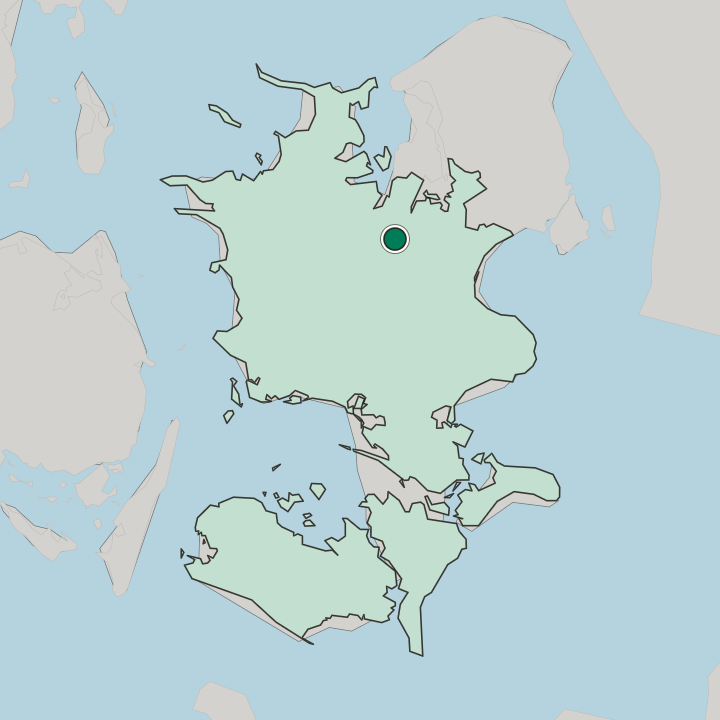 Map showing Kirke Hvalsø — In Region Sjælland