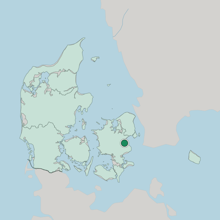 Map showing Køge — In Denmark